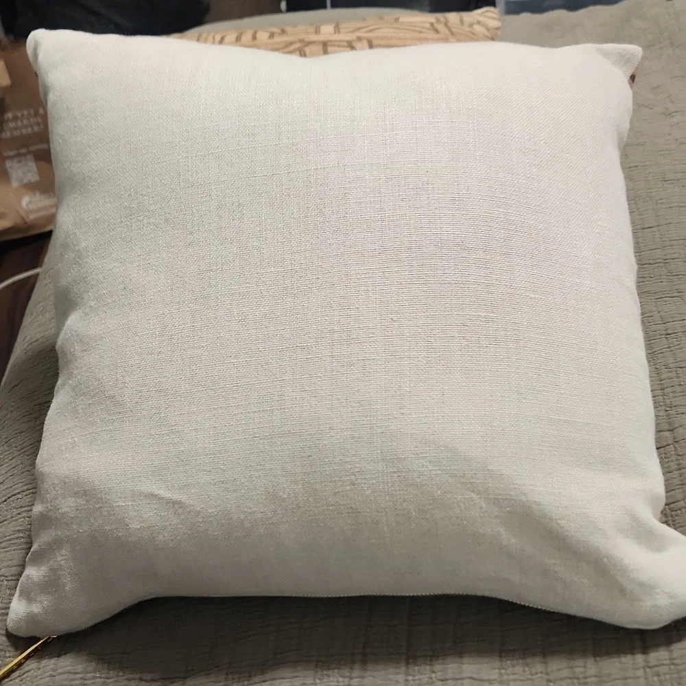 Ecru Maze Kuba Cloth Outdoor Pillow 18 by 18